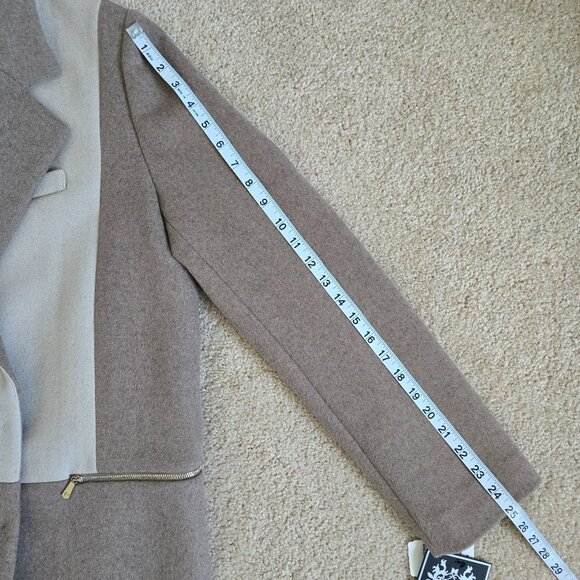 DAWN LEVY Lila two- tone colorblock wool blend coat - Picture 12 of 14